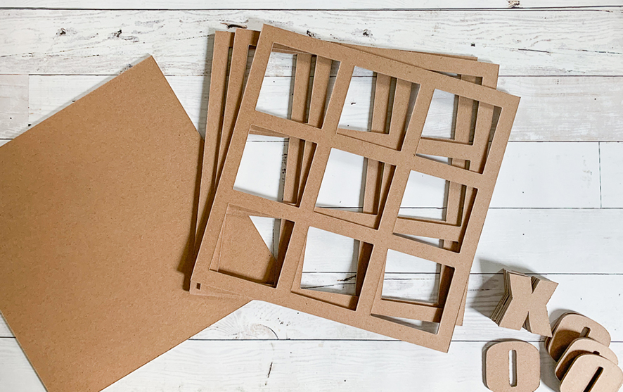 Cardboard cutouts for a DIY tictactoe