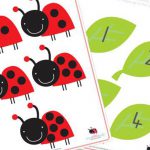 A picture of pieces of paper with lady bugs and leaves