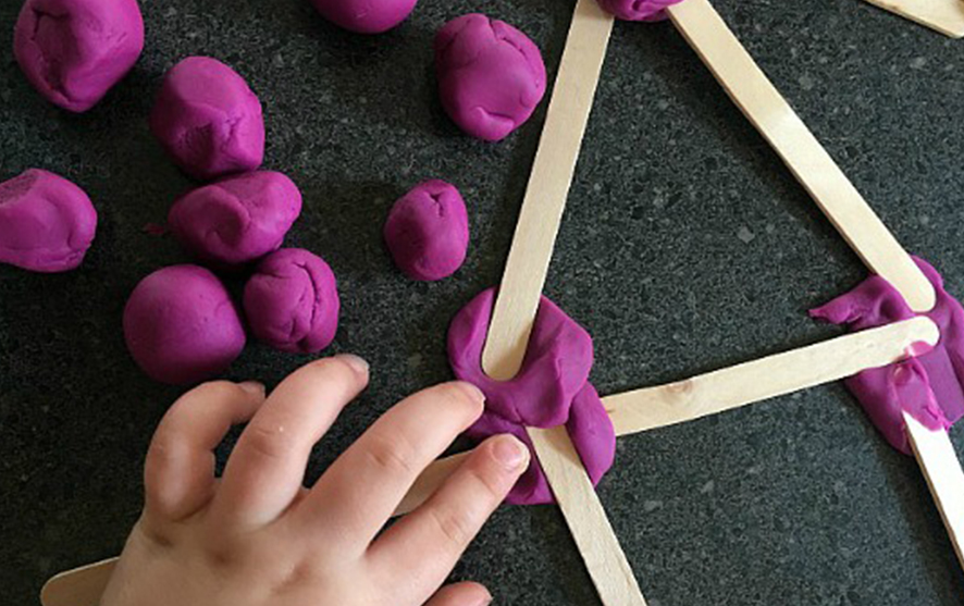 Stick shapes made out of sticks and play dough