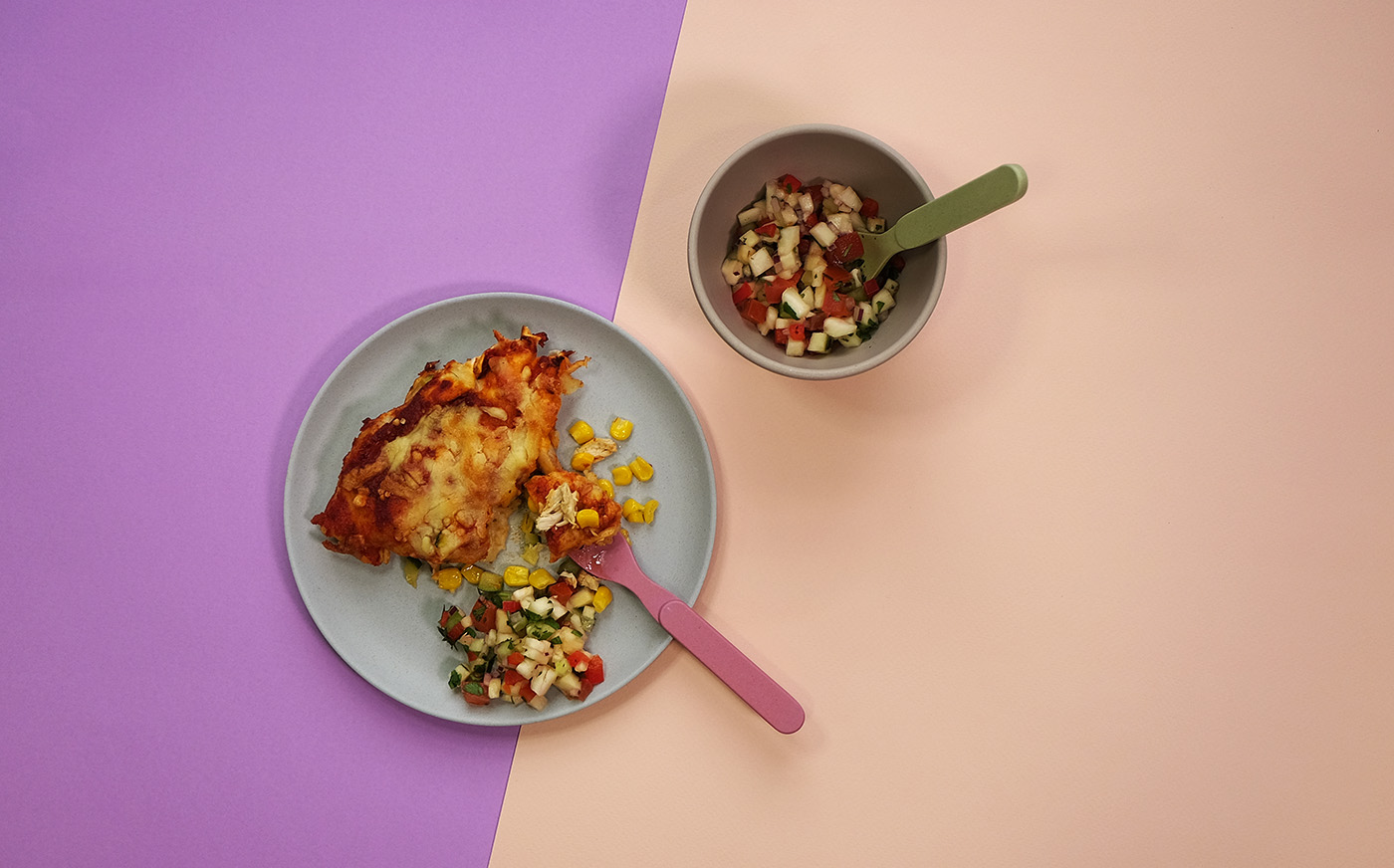 Chicken enchiladas with pineapple salsa